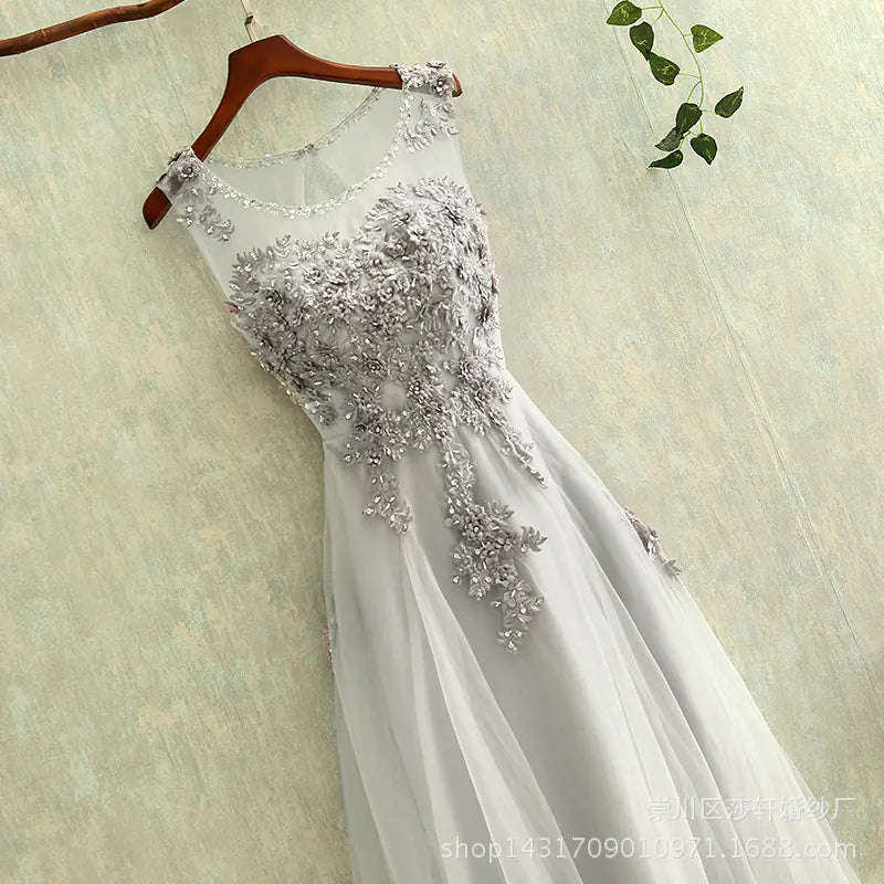 Gray Evening Gown for Parties and Formal Events