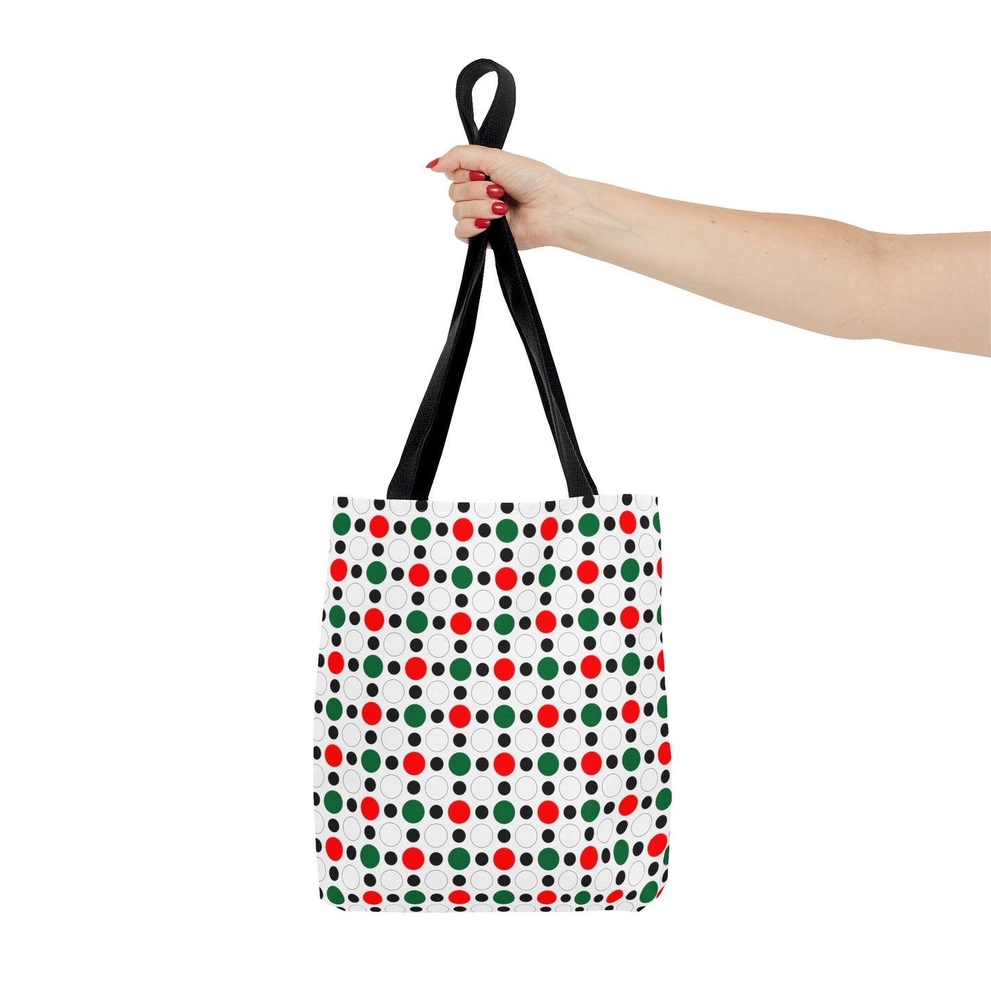 Green White Red Circle Pattern–Tote Bag (AOP)