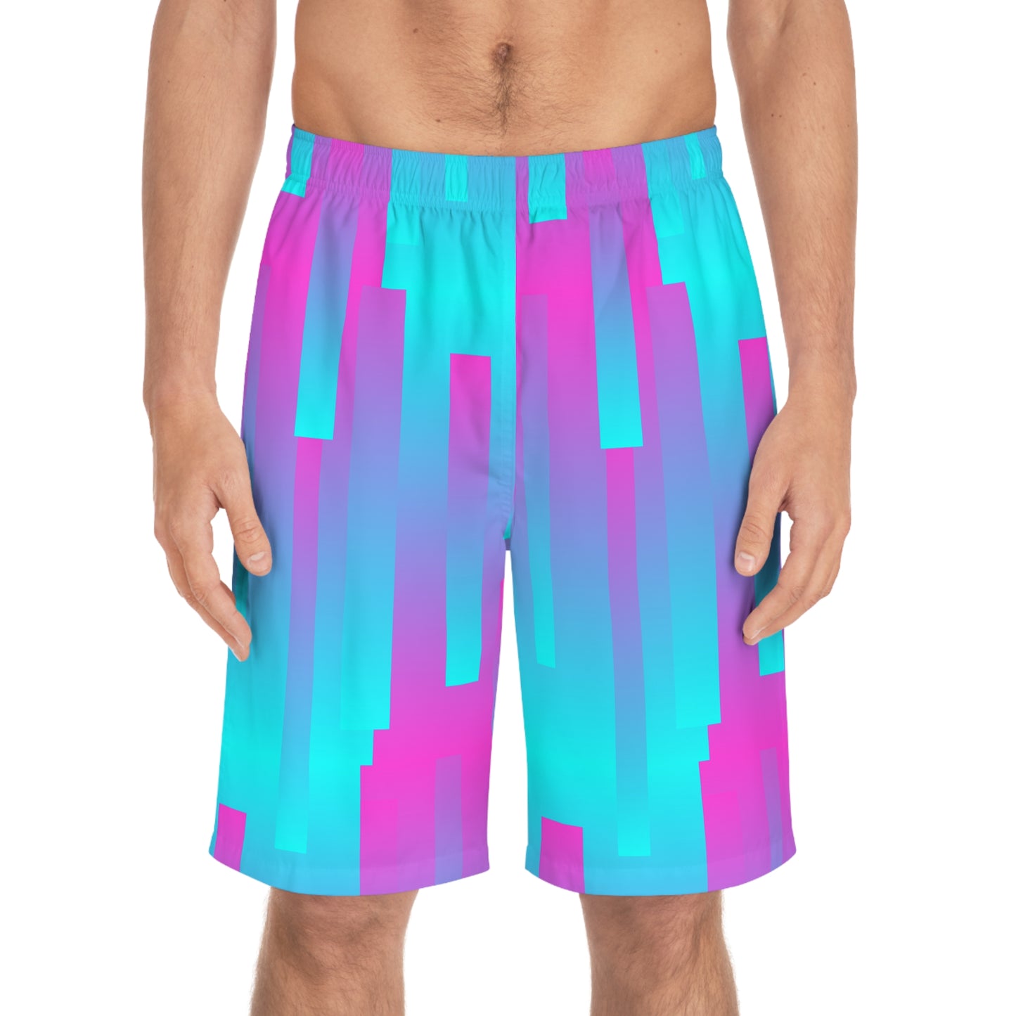 Pink & Blue Line Pattern–Men's Board Shorts (AOP)