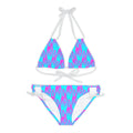 Pink & Blue Line Pattern–Strappy Bikini Set (AOP)