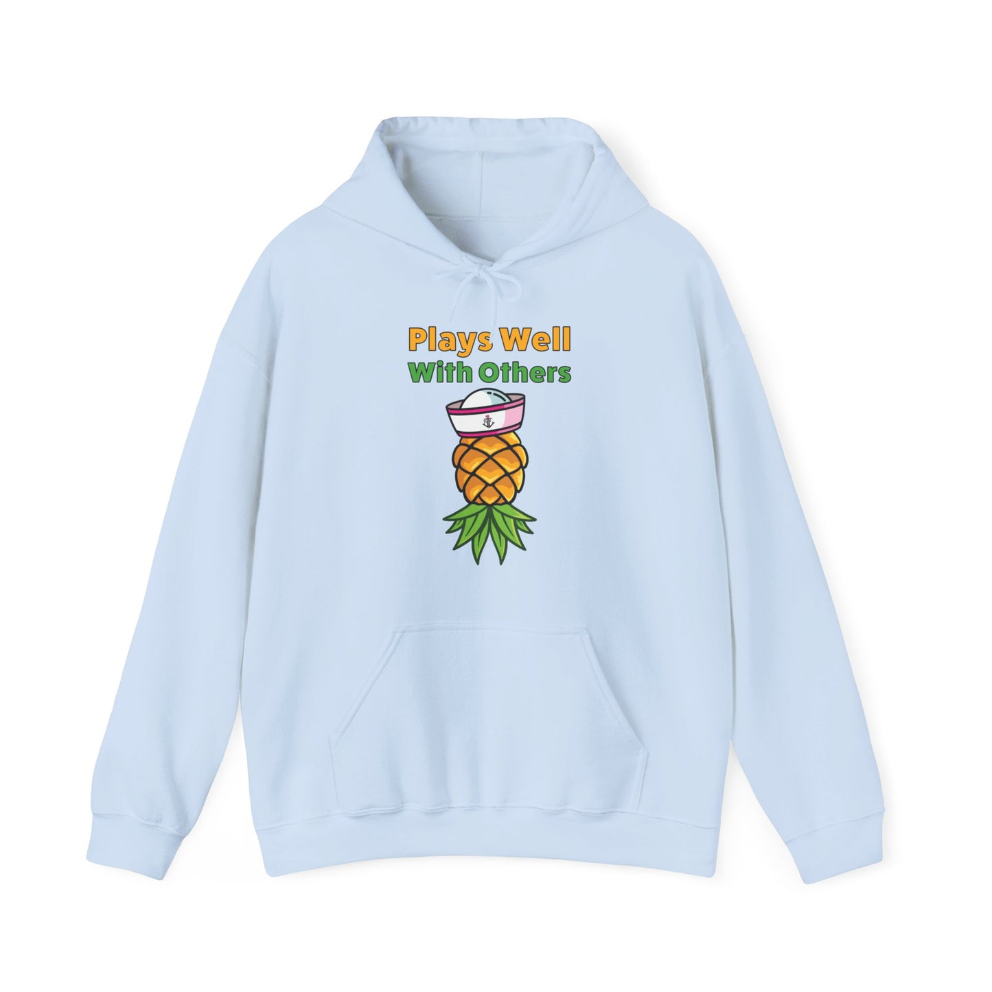 Upside Down Pineapple–Plays Well With Others–Unisex Heavy Blend™ Hooded Sweatshirt