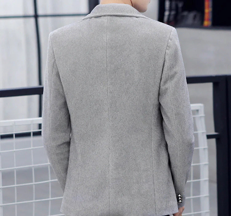 Men's Fleece-Lined Imitation Cashmere Suit Jacket