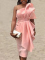 Strapless Ruffled Pink Dress Evening Gown