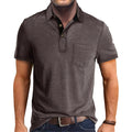 Men’s Athletic Short Sleeve Polo Shirts Casual Moisture Wicking Golf Shirts Buttons Collared Solid T Shirts with Pocket Brown