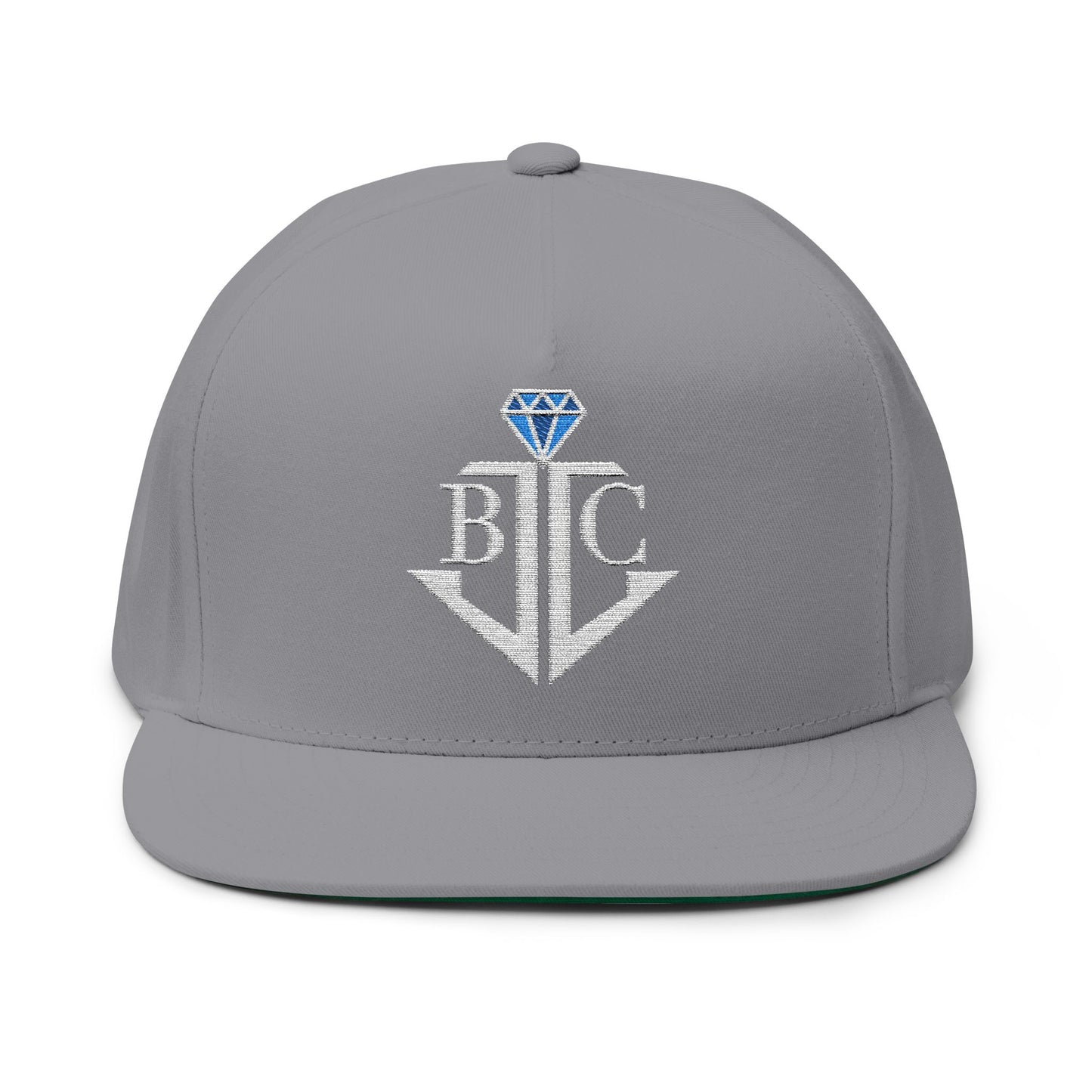Embroidered Anchor White/Blue Diamond Logo Flat Bill Cap