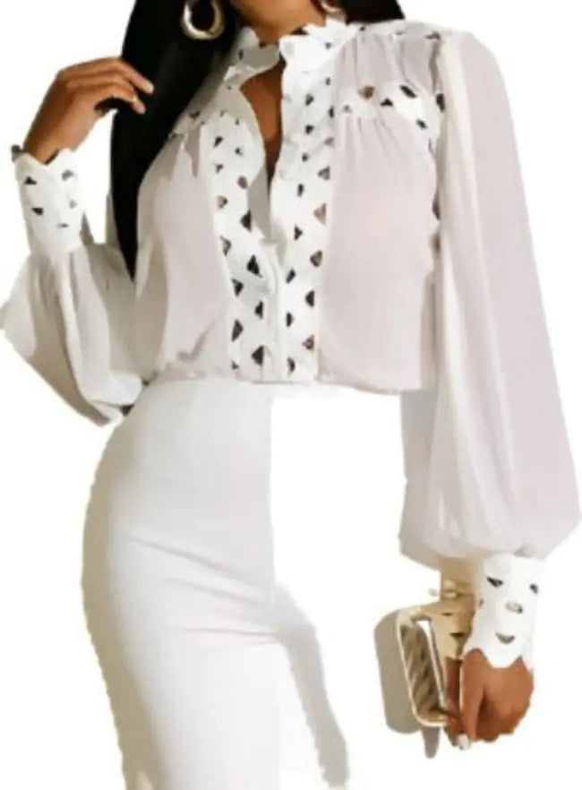 Shift Long Sleeve Formal Stand Collar Top