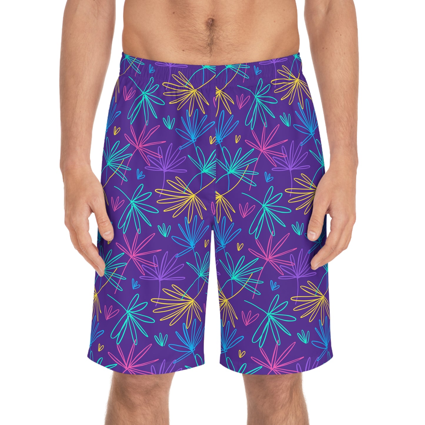 Neon Palms–Men's Board Shorts (AOP)