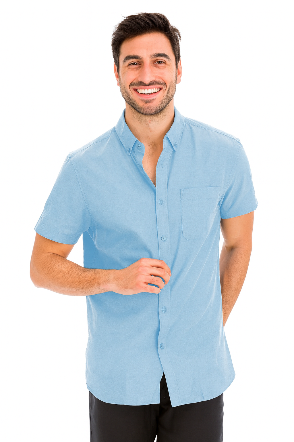 Weiv Men's Casual Short Sleeve Solid Shirts