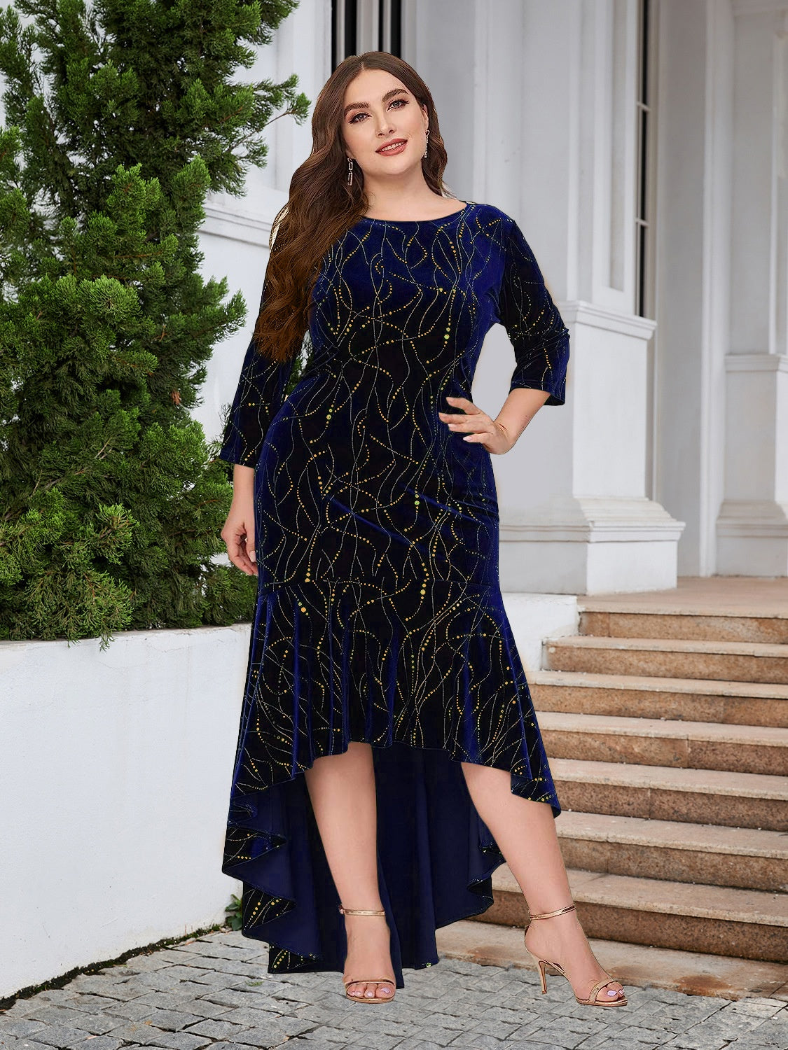 Sample Plus Size Ruffle Hem High-Low Dress Sample Plus Size Ruffle Hem High-Low Dress