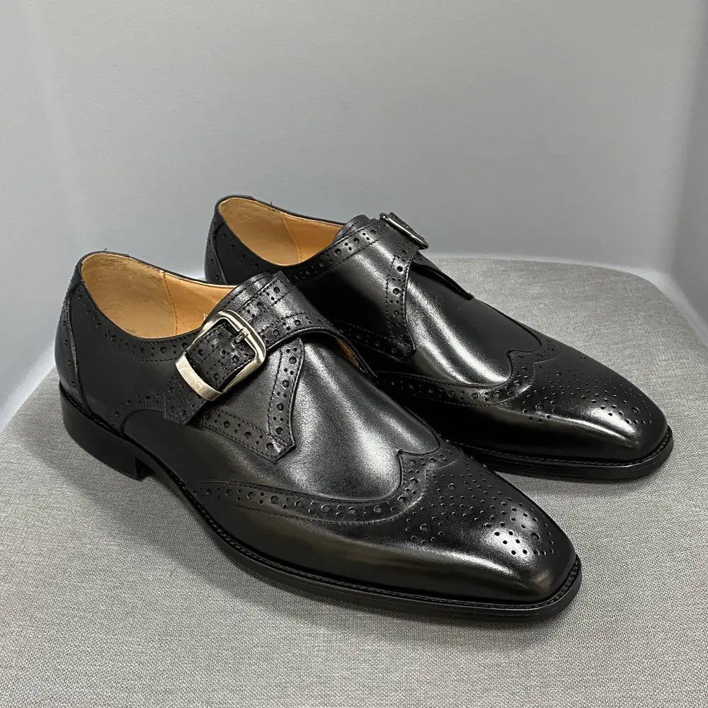 Summer Business Leather Carved Cowhide Men's Shoes