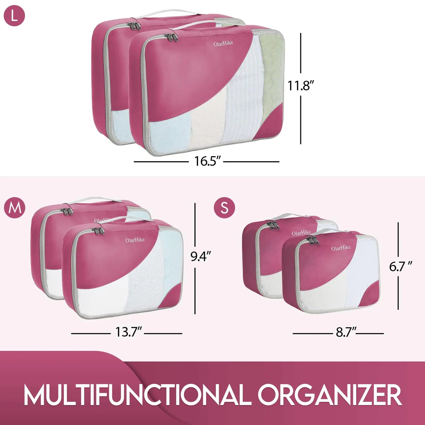 OlarHike 6 Set Packing Cubes for Travel-3 Various Sizes(Large,Medium,Small)