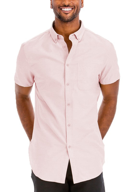 Weiv Men's Casual Short Sleeve Solid Shirts