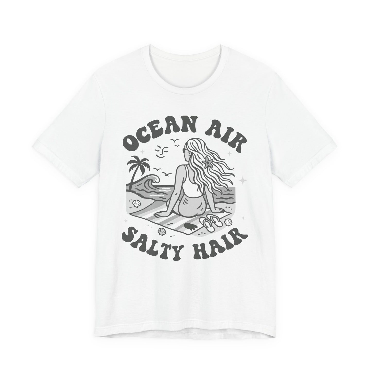 Ocean Air Salty Hair White–Unisex Jersey Short Sleeve Tee–EXPRESS DELIVERY*