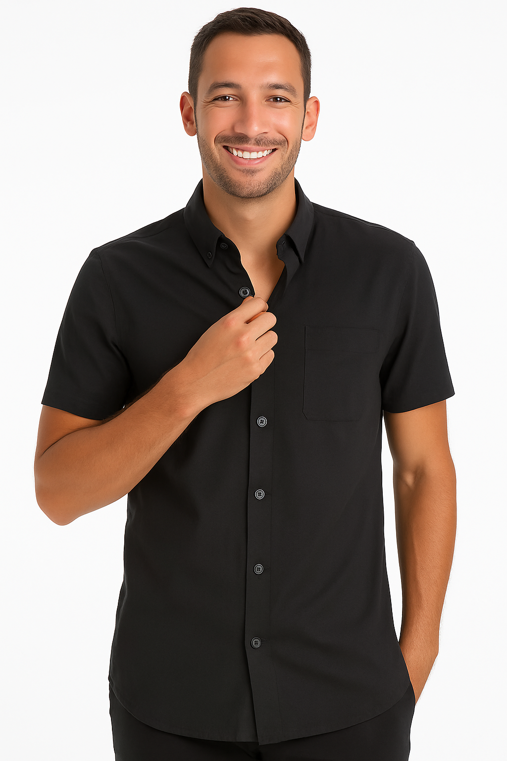 Weiv Men's Casual Short Sleeve Solid Shirts