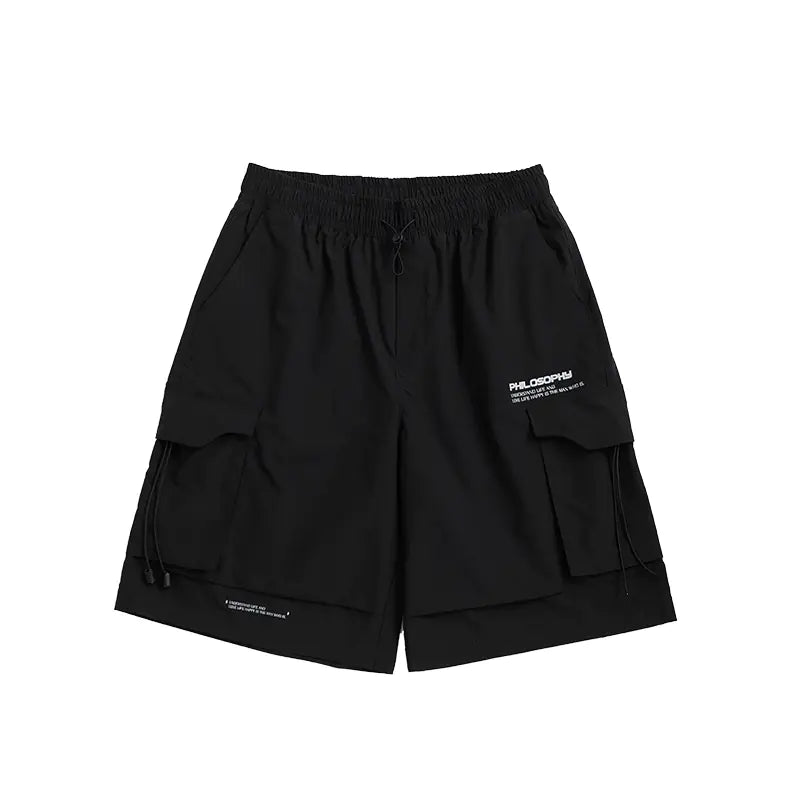 Trendy Multi-Pocket Woven Letter Print Men's Shorts