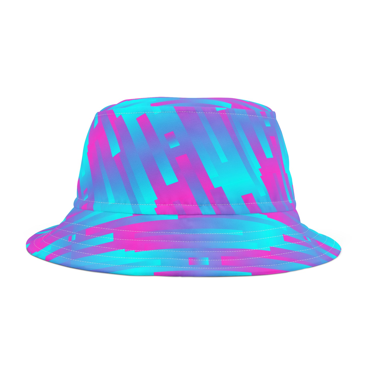 Pink & Blue Line Pattern–Bucket Hat (AOP)