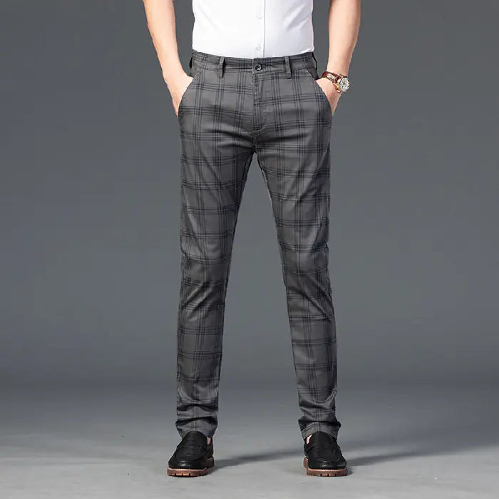 Trendy Men's Youth Plaid Straight Pants