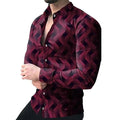 Mens Stylish Dress Shirts Pattern Printed Shirts Long Sleeve Button Down Shirts XL
