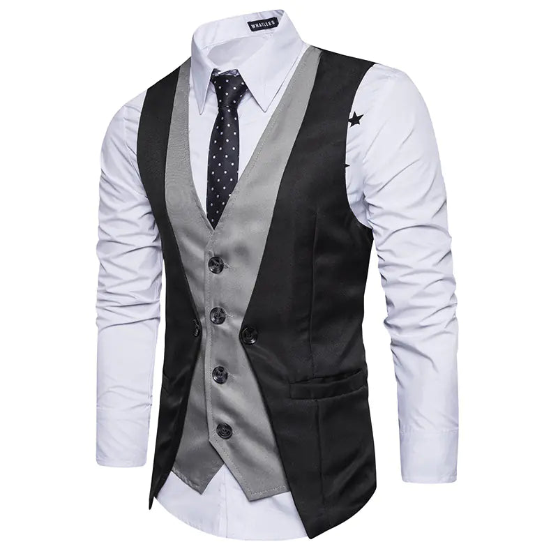 Men's Suit Vest with Layered Look Design