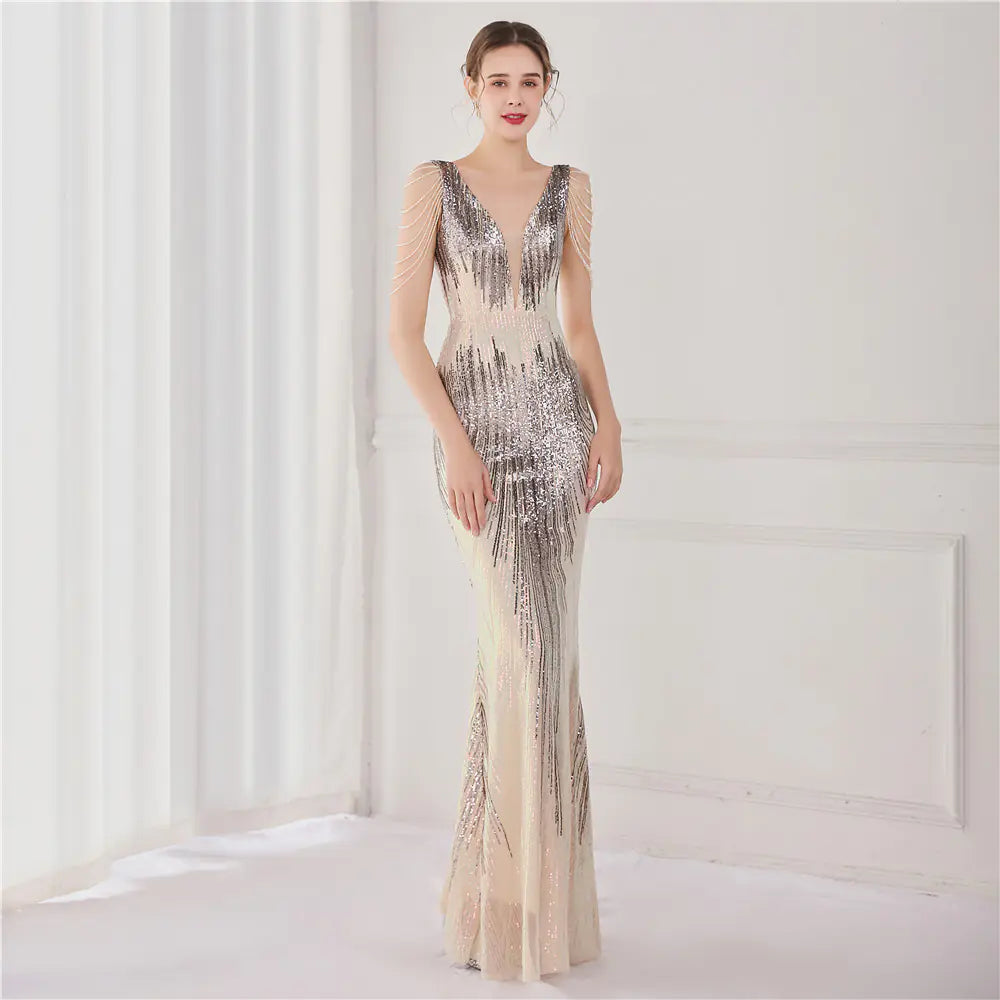 Elegant Sequins Fishtail Formal Dress for Women