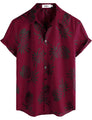 VATPAVE Mens 100% Cotton Hawaiian Shirts Floral Short Sleeve Button Down Shirts Summer Beach Shirts Large WineRed