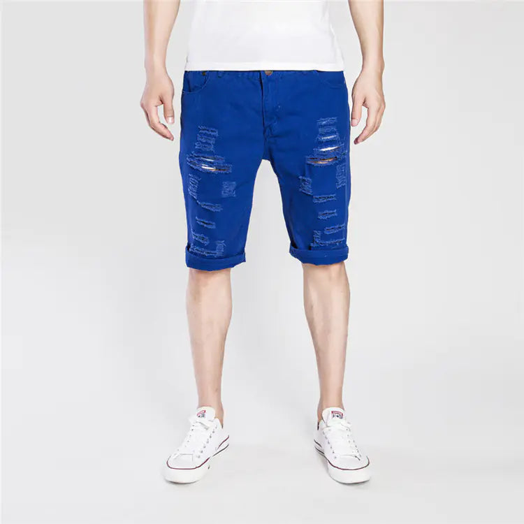 Men's Distressed Ripped Washed Denim Pants
