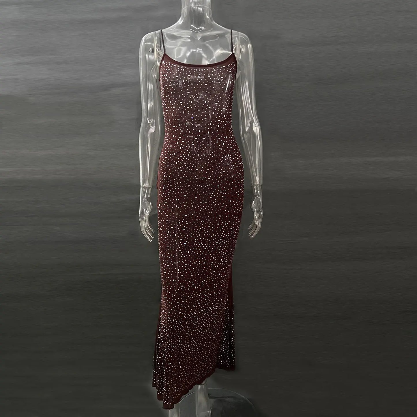 Light Diamond Mermaid Gown with Sexy Suspenders