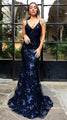Women's Sleeveless V-Neck Sequined Formal Dress