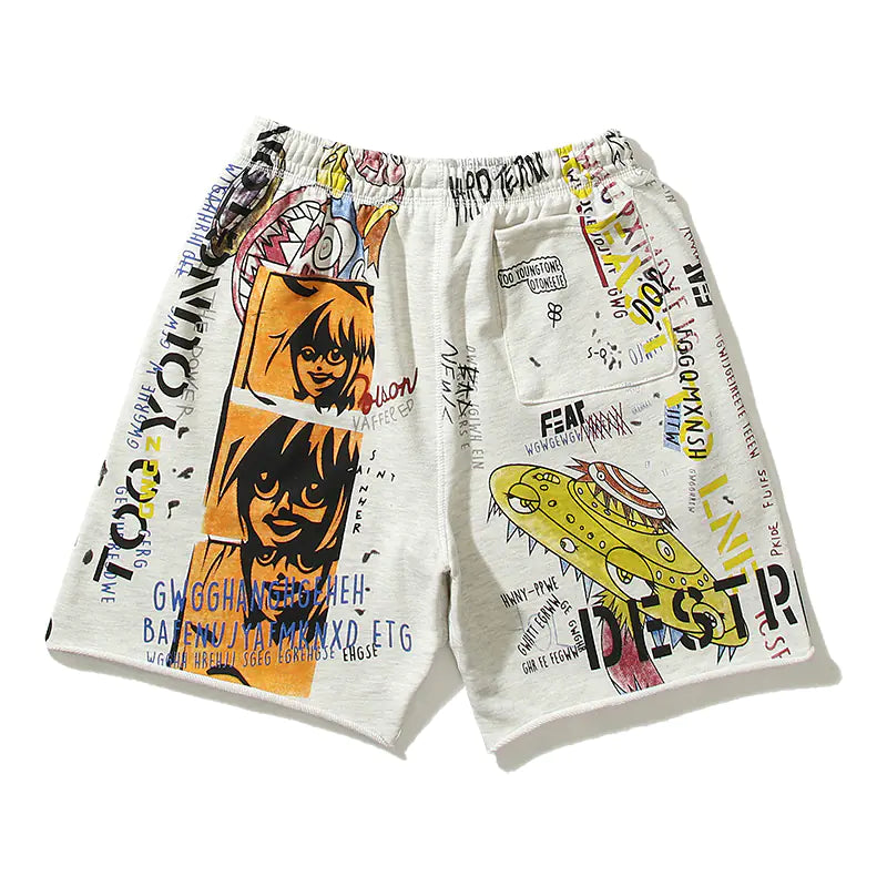 Hand-Painted Graffiti Street Loose Men's Shorts