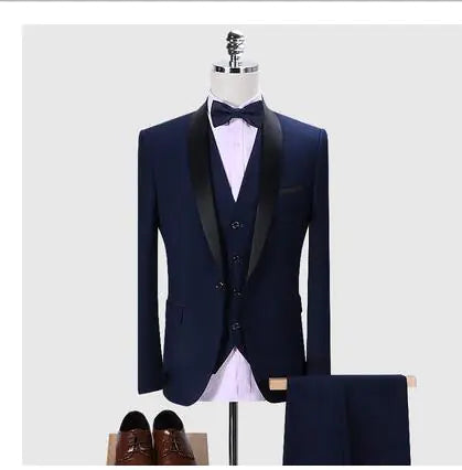 Burgundy Three-Piece Men's Suit with Slim Fit Design