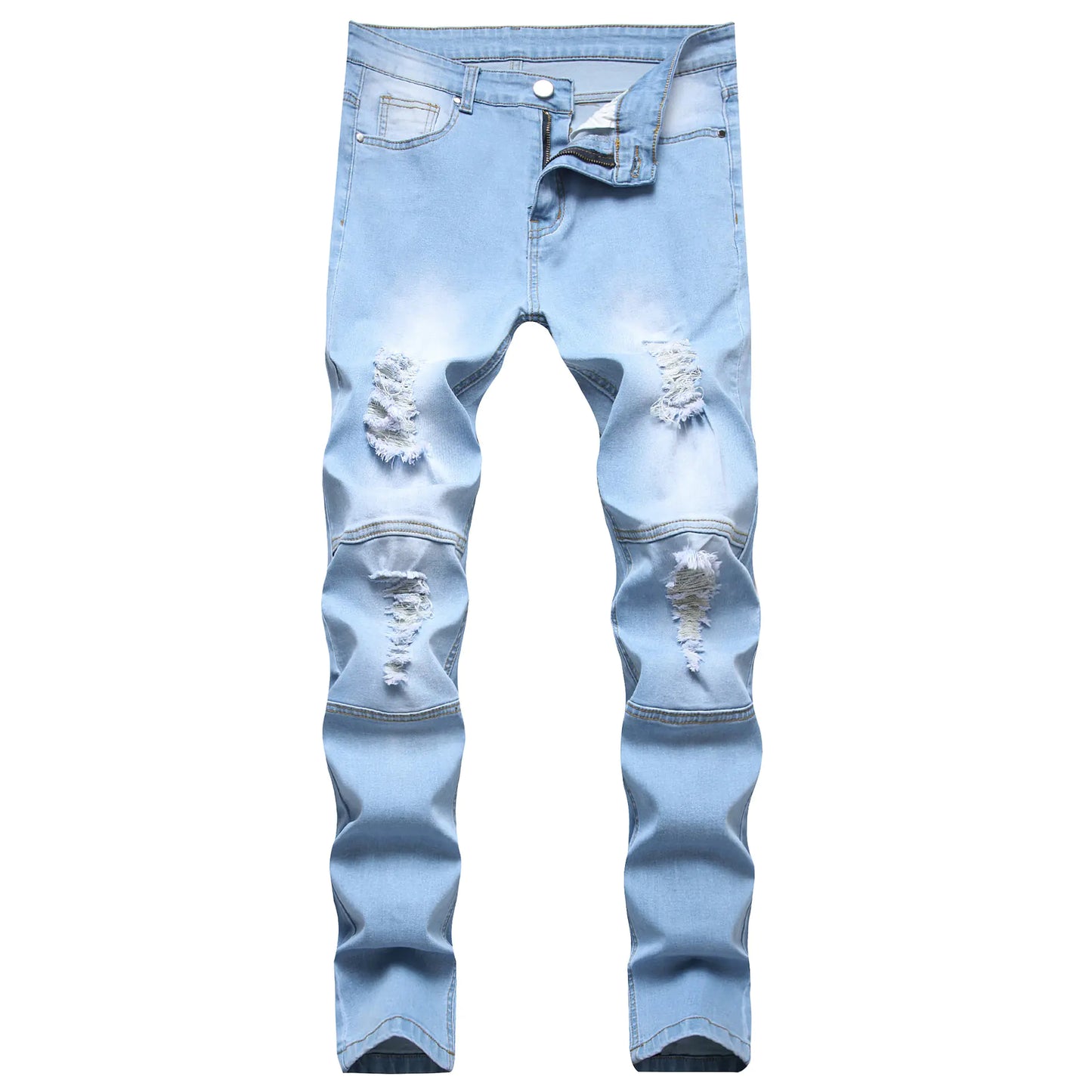 Slim Straight Zipper Pleated Men's Pants (European/American)