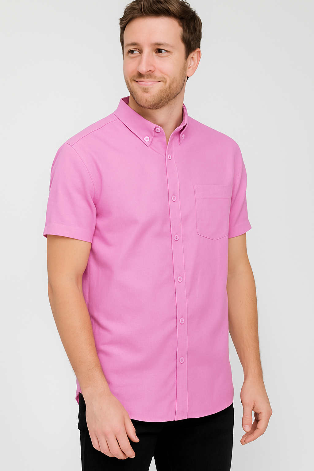 MENS PASTEL COLOR SHORT SLEEVE BUTTON DOWN