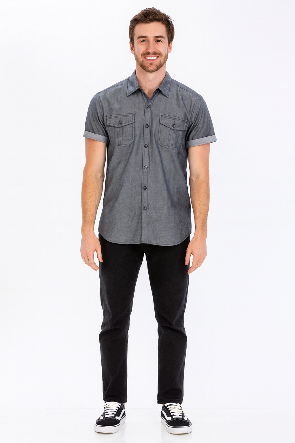 Weiv Men's Casual Short Sleeve Two Tone Shirts