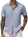 COOFANDY Mens Beach Shirt Short Sleeve Button Up Shirts for Men Casual Shirts Short Sleeve Shirts Light Denim Blue