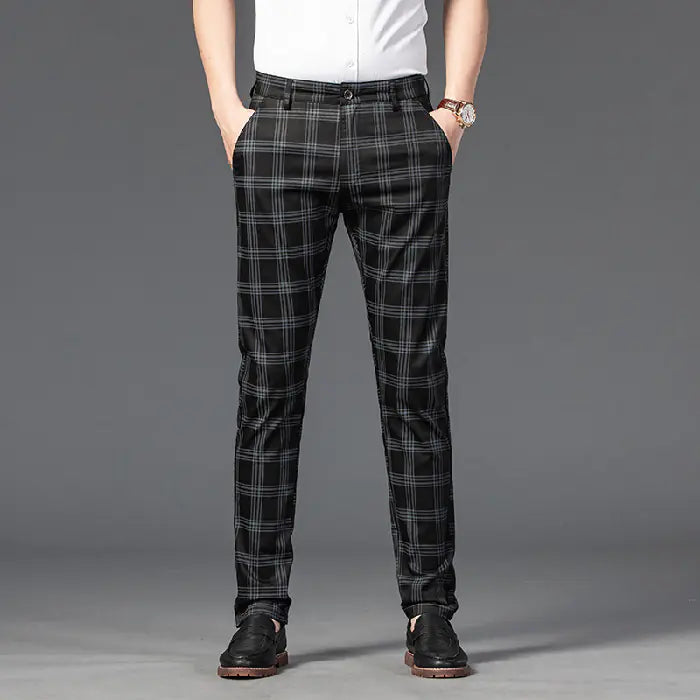 Trendy Men's Youth Plaid Straight Pants