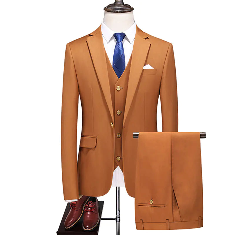 Caramel Color Men's Suit Set for Students and Weddings