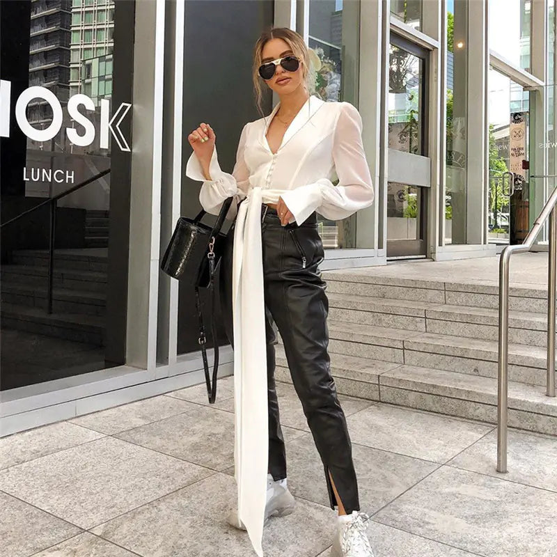 Women's Lantern Sleeve Blouse, T-Shirt, Formal Style