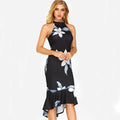 Floral Dress, Off-Shoulder Evening Gown