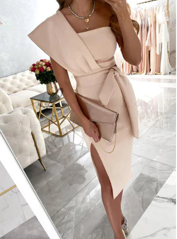 Strapless Ruffled Pink Dress Evening Gown