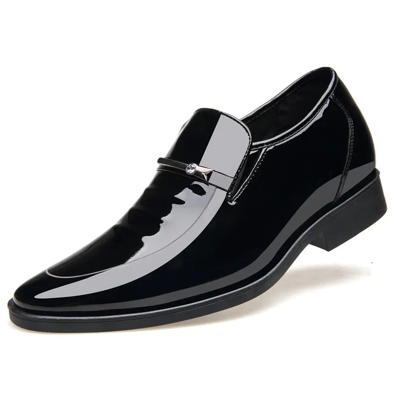 Bright Leather Men's Shoes with Invisible Height Increase