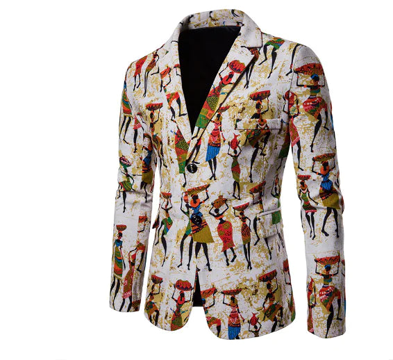 Men's African Print Suit for Nightclub Wear