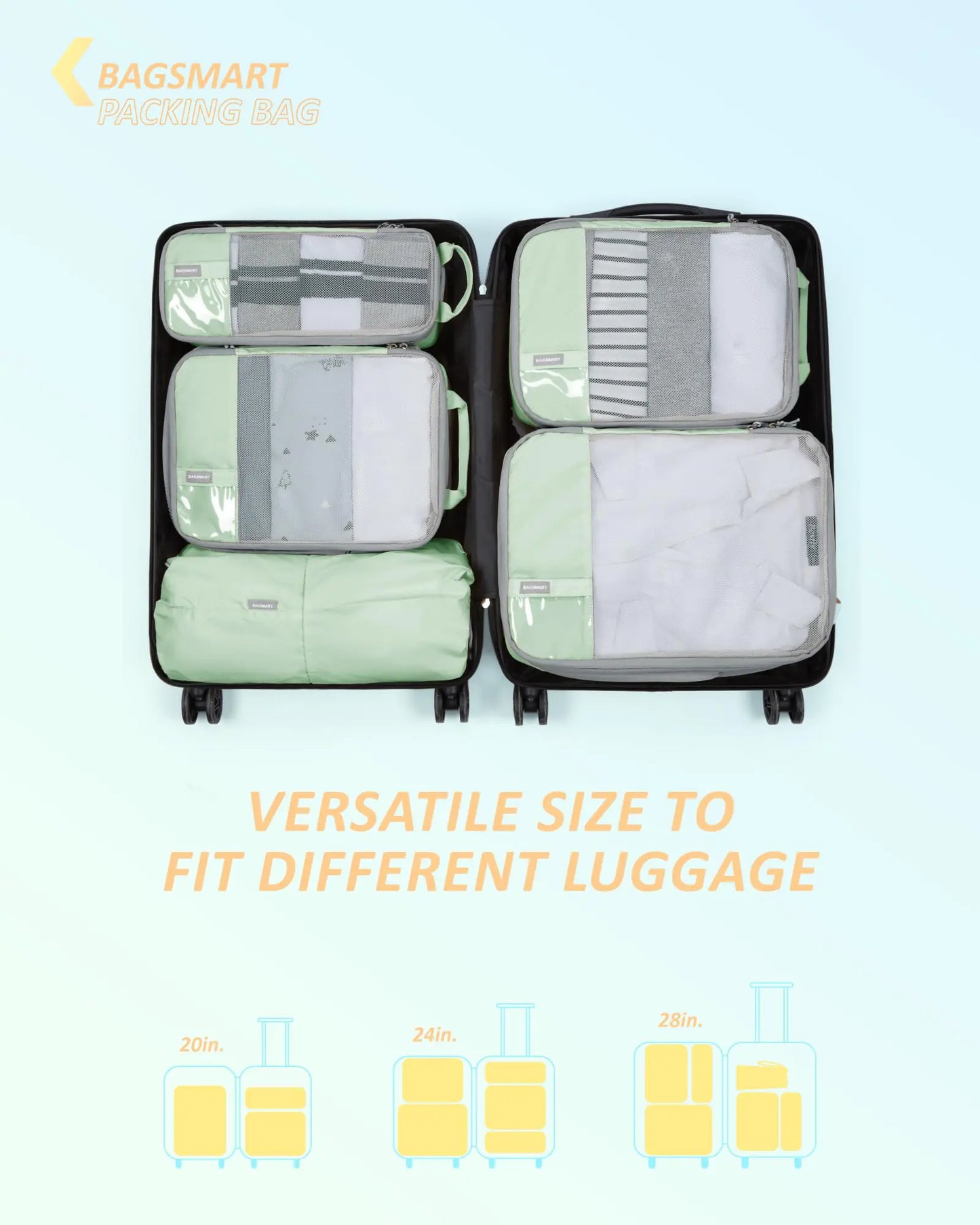 BAGSMART 6 Set/4 Set/2 Set Compression Packing Cubes for Travel