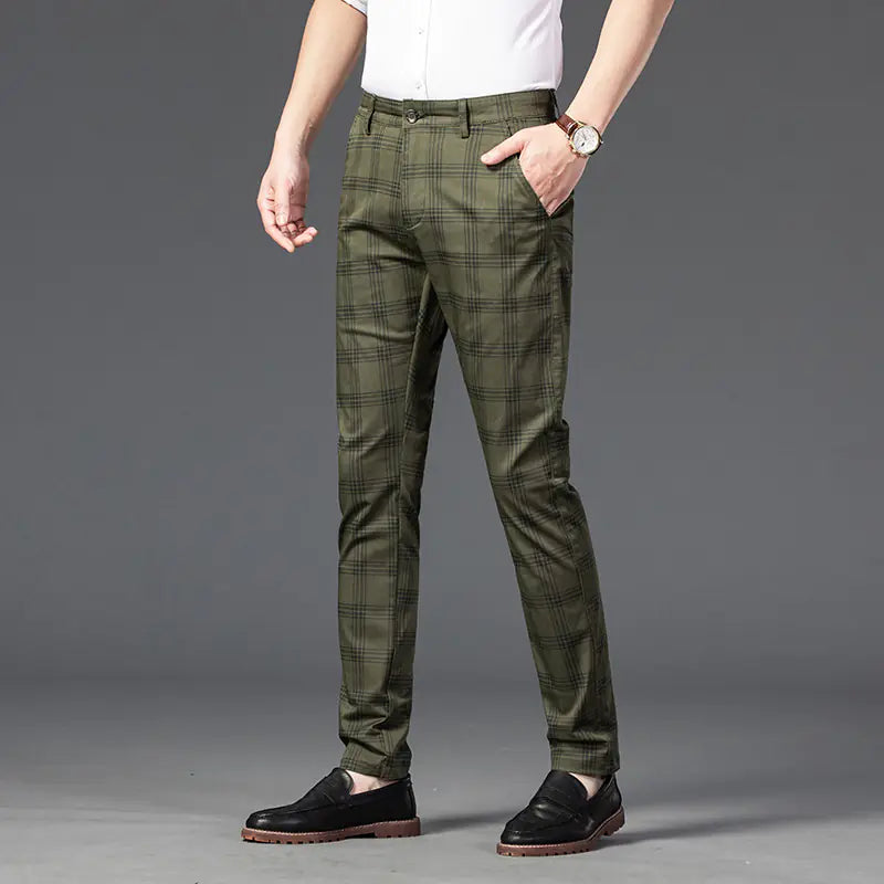 Trendy Men's Youth Plaid Straight Pants