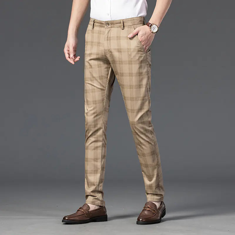 Trendy Men's Youth Plaid Straight Pants