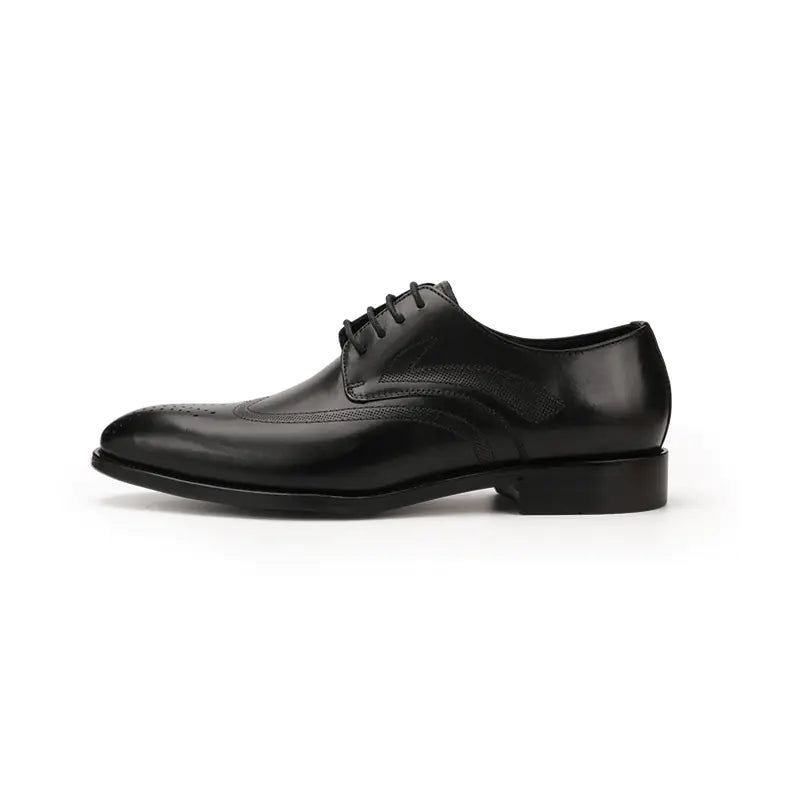 Carved Cowhide Leather Pointed Toe Men's Shoes