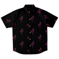 Neon Flamingos-Short Sleeve Button Down Shirt - AOP