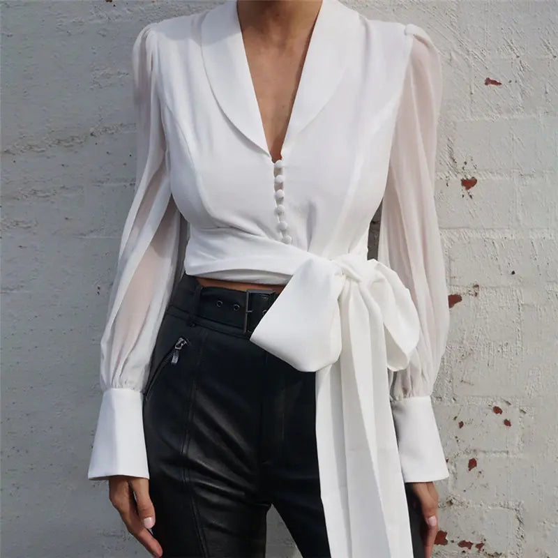 Women's Lantern Sleeve Blouse, T-Shirt, Formal Style