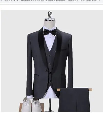 Burgundy Three-Piece Men's Suit with Slim Fit Design