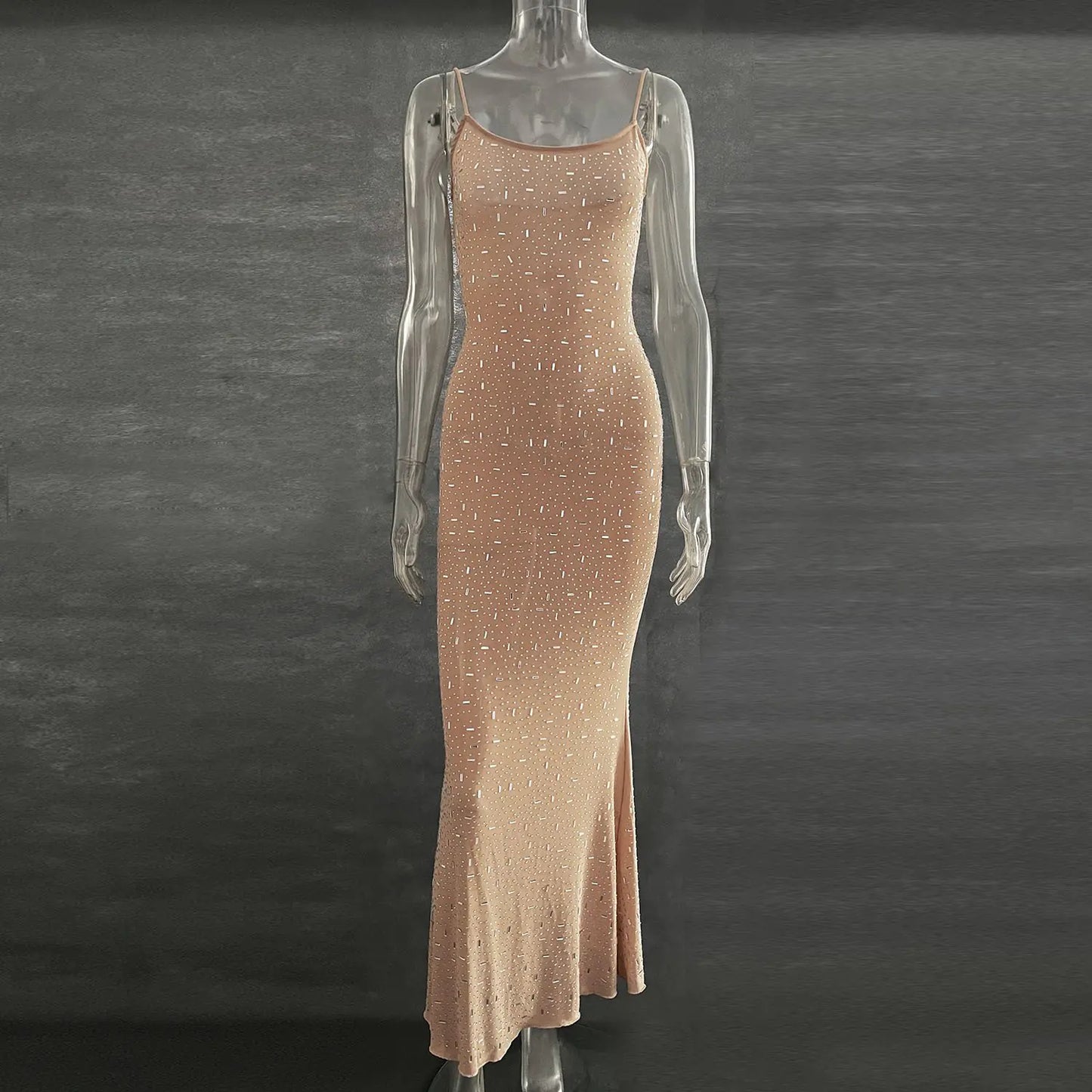Light Diamond Mermaid Gown with Sexy Suspenders