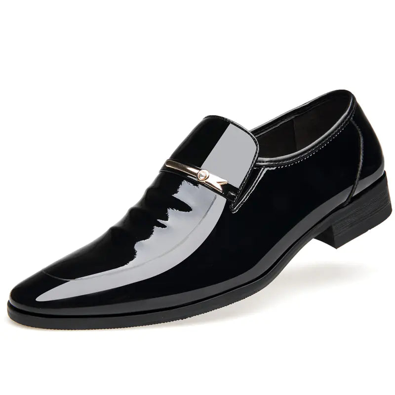 Bright Leather Men's Shoes with Invisible Height Increase
